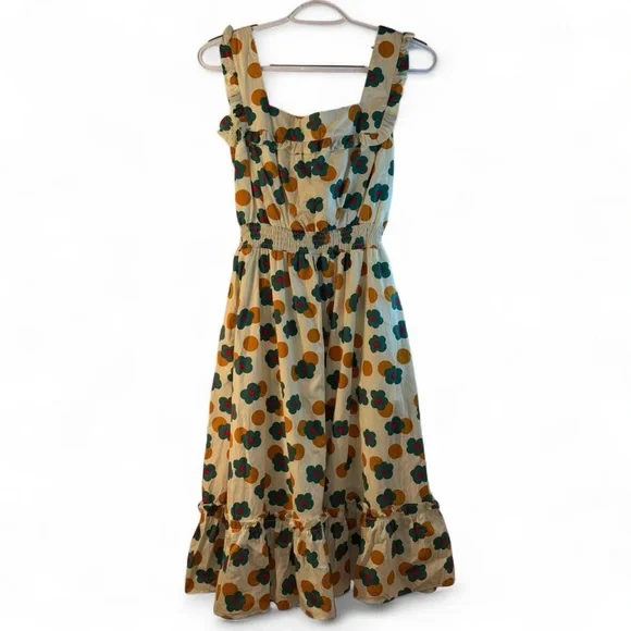 Elegant Floral Maxi Dress in Cream and Orange - Picture 2 of 6